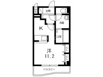 ディオーネ・ジ・エータ長堂(ワンルーム/2階)の間取り写真