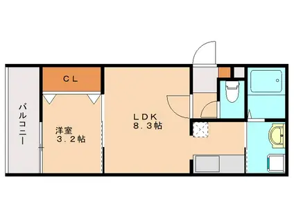 CHERIM和白東ウエスト(1LDK/2階)の間取り写真