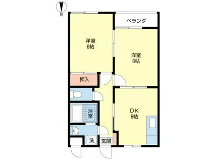 メゾンウィング(2DK/2階)の間取り写真