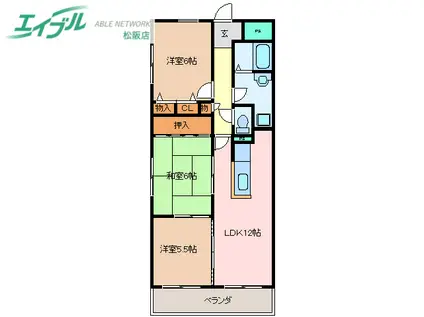ピュアライフ駅部田(3LDK/3階)の間取り写真