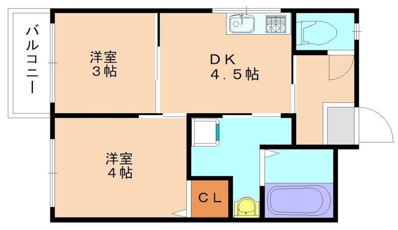 コーポ美杉(2DK/2階)の間取り写真