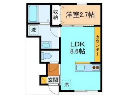 ハニエルV(1LDK/1階)の間取り写真