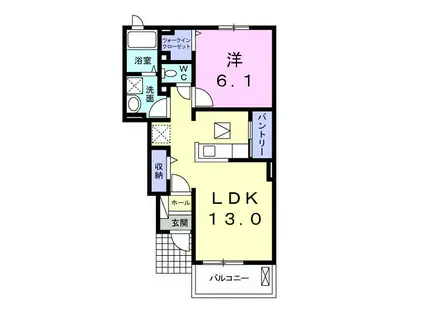グレイスハーモニーI(1LDK/1階)の間取り写真