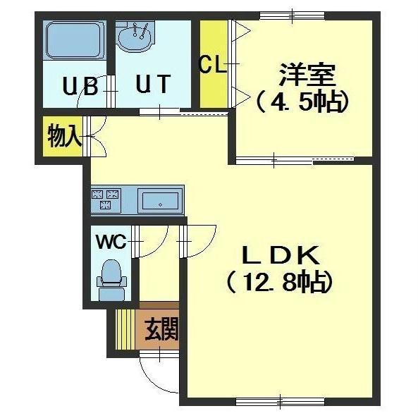 プレズント(1LDK/1階)の間取り写真