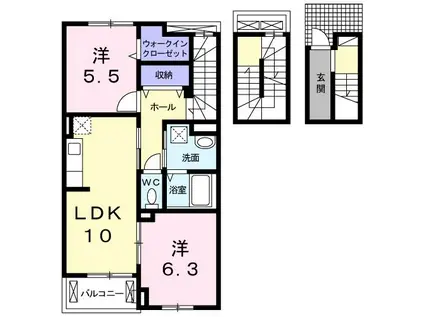 シュティルメゾン(2LDK/3階)の間取り写真