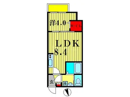 AJ北松戸003(1LDK/2階)の間取り写真