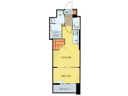 シェルグランデ椌木通(1DK/4階)の間取り写真