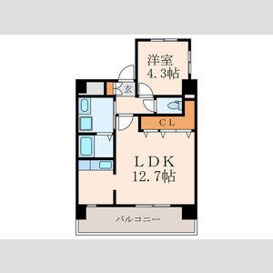 到津エイトフラッグ(1LDK/8階)の間取り写真