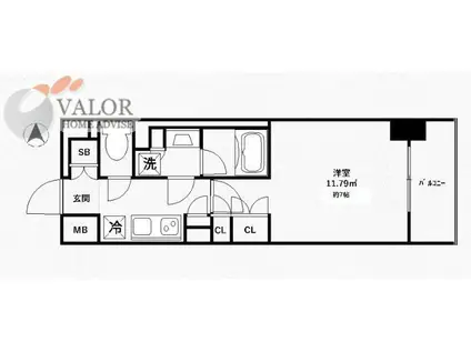 TFレジデンス川崎殿町ウエスト(1K/3階)の間取り写真