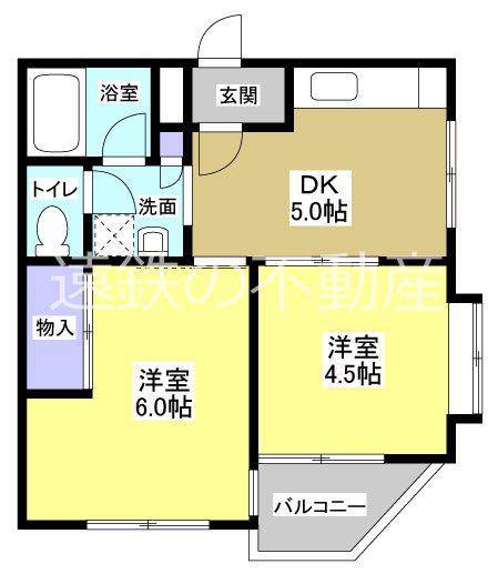 野中第2マンション(2DK/2階)の間取り写真