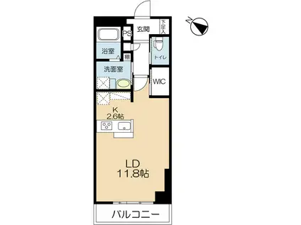 ラクレイス西新レジデンシャルタワー(ワンルーム/23階)の間取り写真
