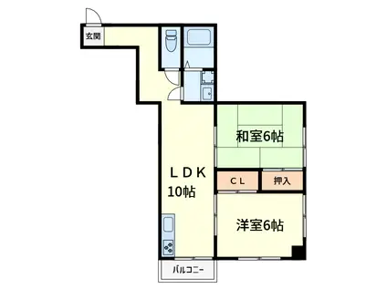 寿賀マンション(2LDK/2階)の間取り写真