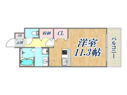 DAIKENN武庫之荘 ポルタG(1K/1階)の間取り写真