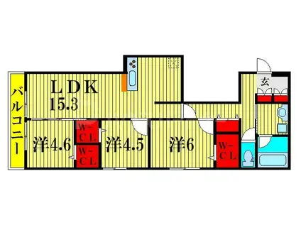 アベニール(3LDK/1階)の間取り写真