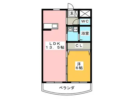 パールハイツ05(1LDK/2階)の間取り写真