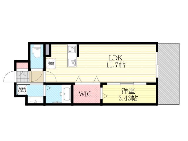 WORVE吹田江坂(1LDK/9階)の間取り写真