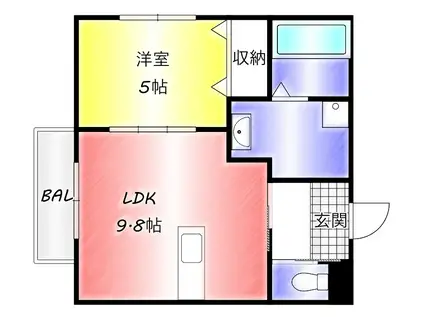 GREEN GABLES 華鞍(1LDK/2階)の間取り写真