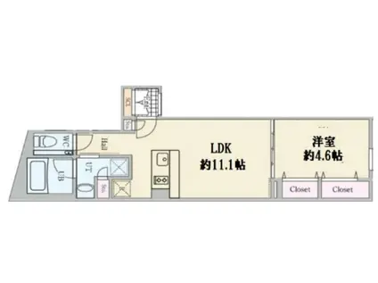 REVE RESIDENCE 高輪 レーヴレジデンス高輪(1LDK/4階)の間取り写真