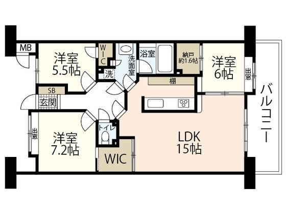 フローレンス牛田新町グランドアーク(3LDK/8階)の間取り写真