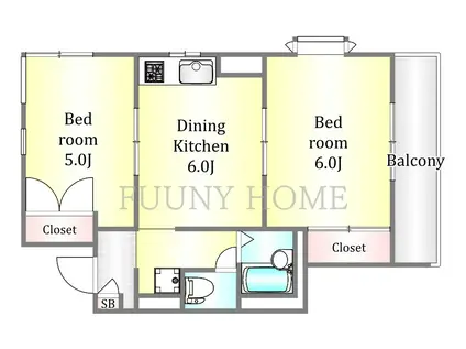 パラミノスビラ(2DK/2階)の間取り写真