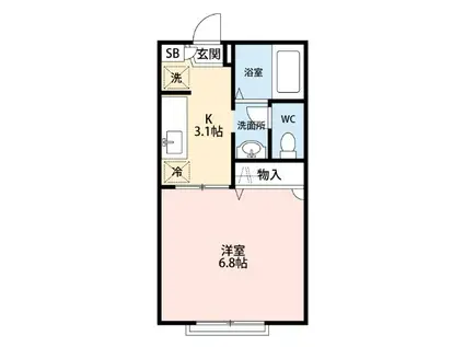 プランドール屋敷(1K/1階)の間取り写真