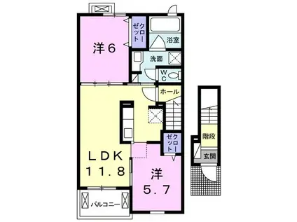 ヴェール・アンジュA(2LDK/2階)の間取り写真