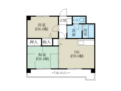 ファースト・トゥイッグ女池(2DK/4階)の間取り写真