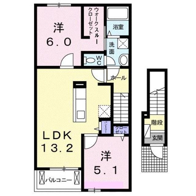レオンハート吉野台 III(2LDK/2階)の間取り写真