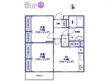 鎌倉ガーデン弐番館(2DK/3階)の間取り写真