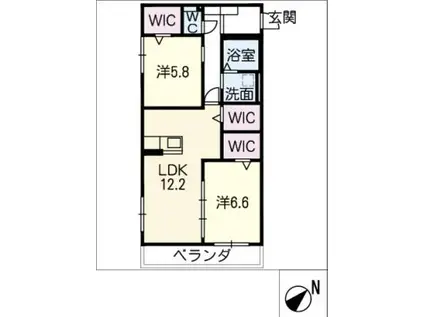 BELLE GRASS(2LDK/2階)の間取り写真