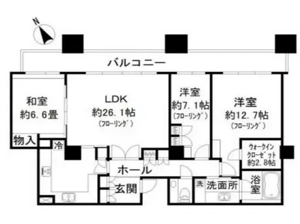 東京ツインパークスレフトウイング(3SLDK/45階)の間取り写真