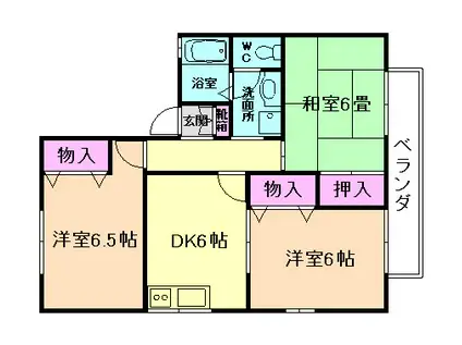 アビテ箕面A棟(3DK/1階)の間取り写真
