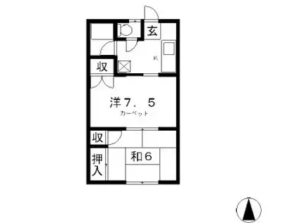 林之郷ハイツ(2K/1階)の間取り写真