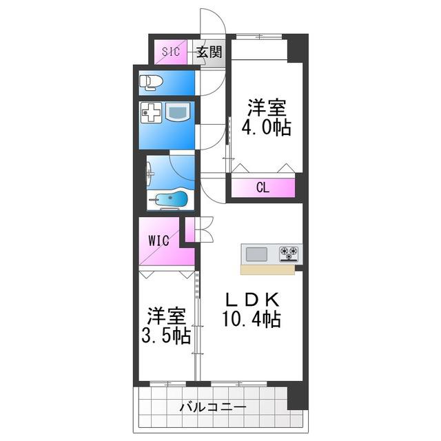 スプランディッドあびこ駅前(2LDK/15階)の間取り写真