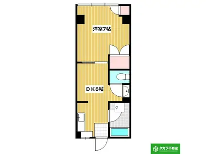 テラス石垣(1DK/6階)の間取り写真