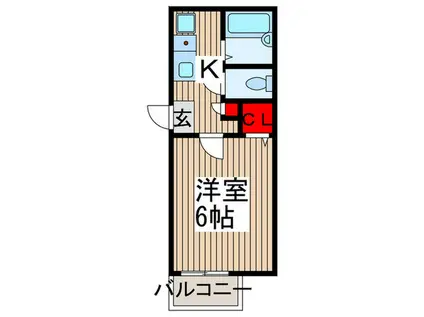 ATTENTI AI CANI(1K/2階)の間取り写真