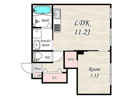 尼崎市立花町4丁目アパート(1LDK/1階)の間取り写真