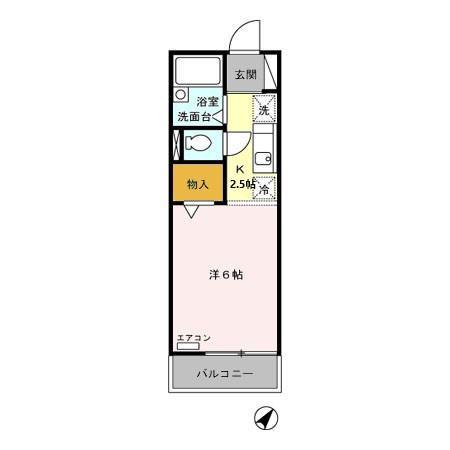 ハーベスト(1K/2階)の間取り写真