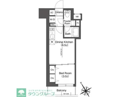 BLUROCK後楽園(1DK/15階)の間取り写真