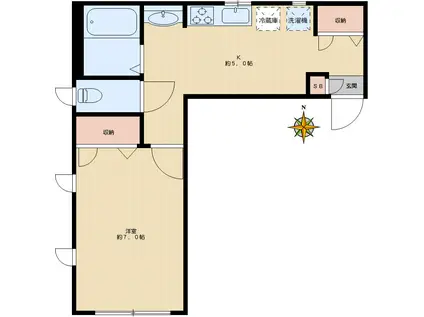 ペティ ソレイユ(1K/2階)の間取り写真