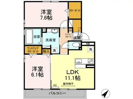 アルカンシェル(2LDK/2階)の間取り写真