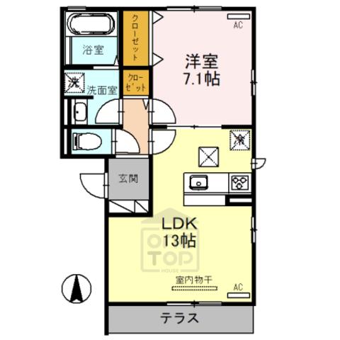 アイオライト(1LDK/1階)の間取り写真