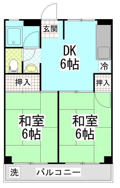 駅前コーポラス(2DK/2階)の間取り写真