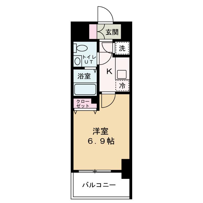 レジュールアッシュ大阪NORD(1K/9階)の間取り写真
