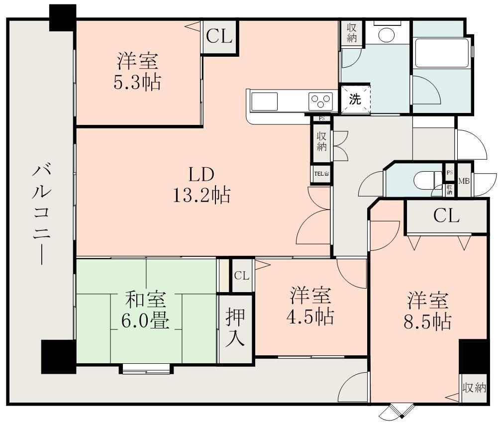 シティコア西鹿児島(4LDK/7階)の間取り写真
