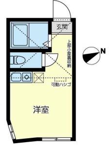 ユナイト衣笠フォルカオの杜(ワンルーム/1階)の間取り写真