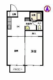 ディアス田嶋(2DK/2階)の間取り写真
