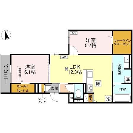 COCOONIA(2LDK/1階)の間取り写真