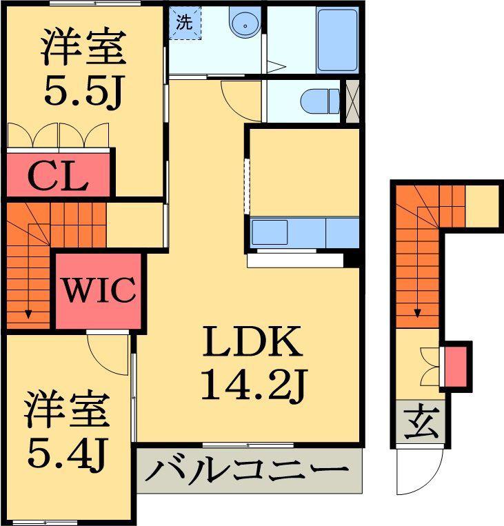 THE APARTMENTS MOTO(2LDK/2階)の間取り写真