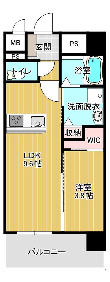リベール大津(1LDK/4階)の間取り写真